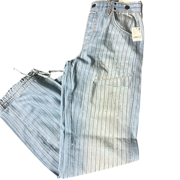 FP We The Free Don't Wait Up Pinstripe Boyfriend Jeans - Picture 4 of 5